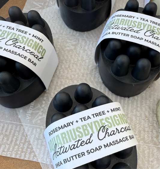 Detoxifying Charcoal Soap Massage Bar - Rosemary Tea Tree & Mint