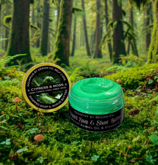 Cypress & Moss Whipped Soap & Shave Cream • Lime + Black Pepper + Cypress + Cedar + Leather