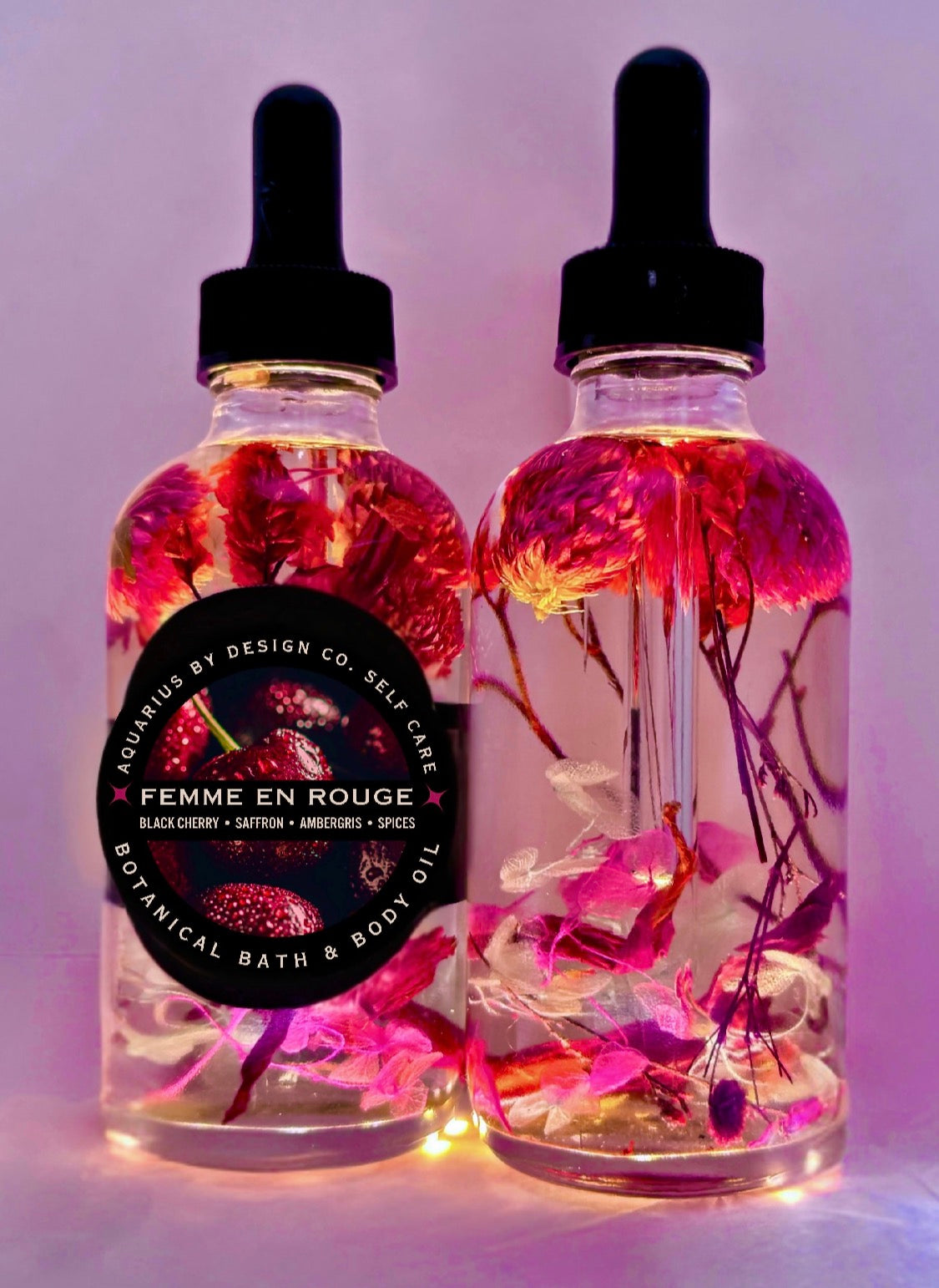 Femme En Rouge • Botanical Bath & Body Oil • Black Cherry + Saffron + Ambergris + Spices